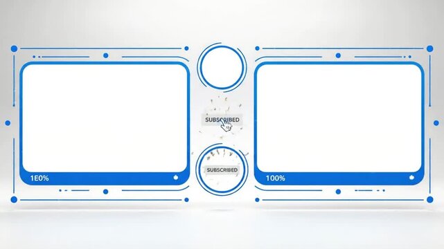 Modern YouTube End Screen Template with Two Video Placeholders and Subscribe Buttons.