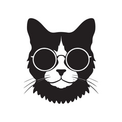 Cool Cat Face Vector Illustration with Sunglasses