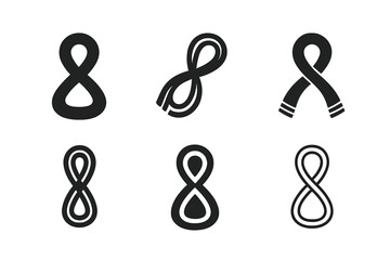 Fototapeta premium Resistance Band Logos. Compact home fitness setups. Set Logo of resistance training: elastic bands looped shape. Icon set. harmonious logo variations of the