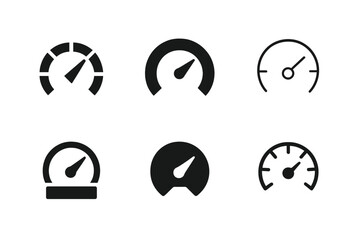 Logo Variations Grid. Trip odometer display. Set Logo of dashboard gauge cluster: harmonious logo variations of the same emblematic concept, each