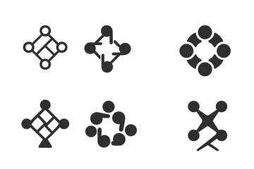 Diverse Logo Collaboration. Creative collaboration between people in different fields. Set Logo of Creative collaboration between people in different fields: