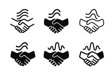 Communication Logo Variations. Developing interpersonal communication skills. Set Logo of Developing interpersonal communication skills: handshake forming
