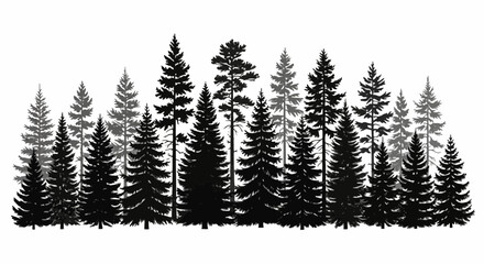 Silhouette of coniferous forest in vector format © Md. Habibur
