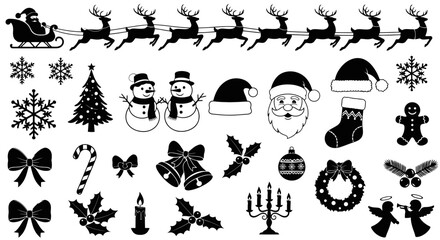 Christmas vector silhouette set for decoration