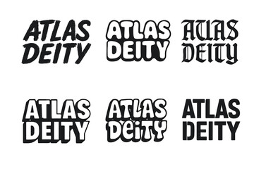 Fototapeta premium Atlas Lettering Variations. Atlas Deity. Set lettering. harmonious lettering variations of the same emblematic concept, each with different artistic