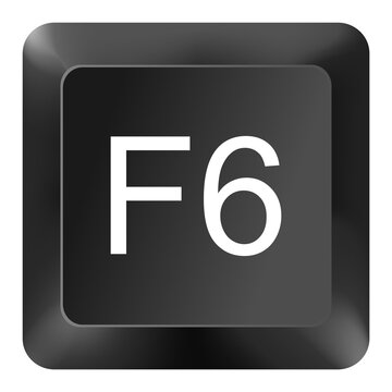 Keyboard F6 Function Key &ndash; Move Cursor or Focus Shortcut Button Symbol Isolated on White Background