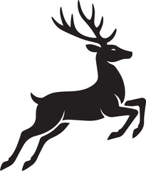"Leaping Deer Silhouette with Antlers – Minimalist Wildlife Vector Illustration"