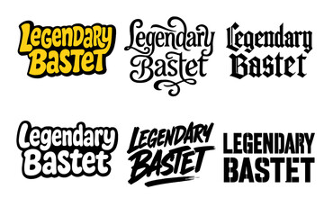 Fototapeta premium Bastet Lettering Variations. Legendary Bastet. Set lettering. harmonious lettering variations of the same emblematic concept (Funky cartoon-style lettering,