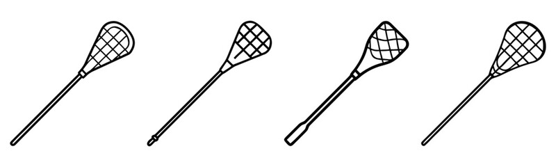 Tennis Racket Outline Icon Set - Vector for Sports, Games, and Tournaments