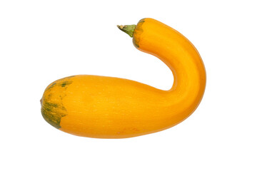 Curved Yellow Squash: A Unique Vegetable with Organic Texture on Transparent Background