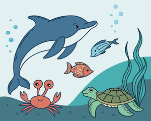 Cartoon numbers one, five, nine, and ten with faces on a beige background