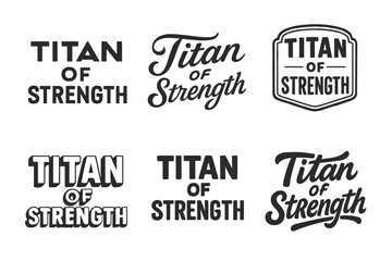 Fototapeta premium Titan Lettering Variations. Titan of Strength. Set lettering. harmonious lettering variations of the same emblematic concept (Abstract geometric letterforms,
