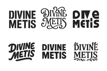 Obraz premium Harmonious Lettering Variations. Divine Metis. Set lettering. harmonious lettering variations of the same emblematic concept (Stencil-inspired urban lettering,