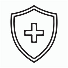 Fototapeta premium Shield with a plus sign illustration, symbolizing protection, security, and health in medical and safety contexts