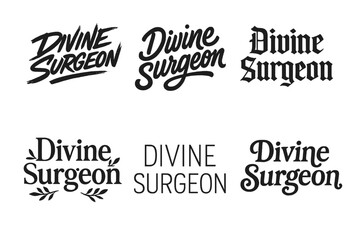Obraz premium Creative Lettering Designs. Divine Surgeon. Set lettering. harmonious lettering variations of the same emblematic concept (Dynamic brushstroke graffiti