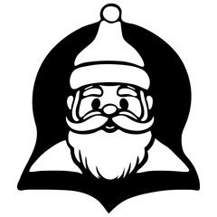 Illustration of santa claus with a hat and beard in a black and white color scheme graphic image