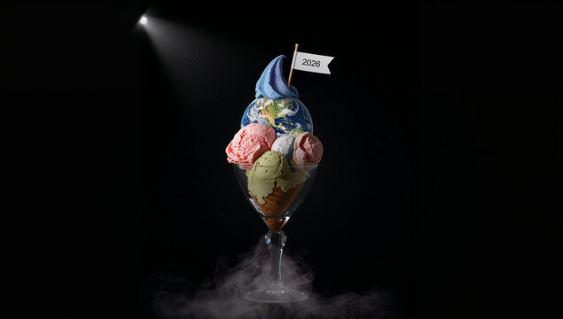 earth in ice cream cup in 2026  style.2