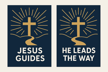 Obraz premium Divine Guidance Banners. Divine Guidance. Two vertical A6 banners with safe margins, centered composition, no elements touching edges, flat vector design, navy
