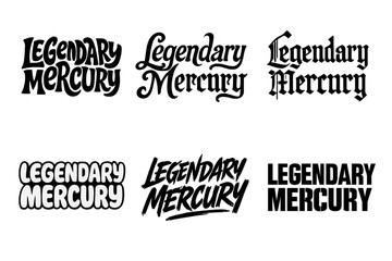 Obraz premium Typography Styles Grid. Legendary Mercury. Set lettering. harmonious lettering variations of the same emblematic concept (Funky cartoon-style lettering,