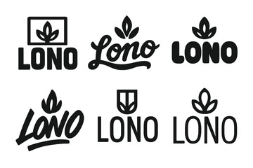 Fototapeta premium Lono Emblem Variations. Emblem of Lono. Set lettering. harmonious lettering variations of the same emblematic concept, each with different artistic