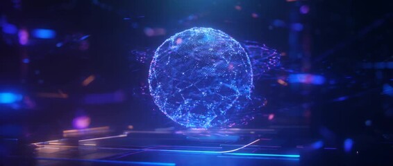 Abstract digital sphere with data connections in futuristic technology environment - Powered by Adobe