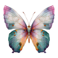 Watercolor butterfly illustration isolated on transparent background