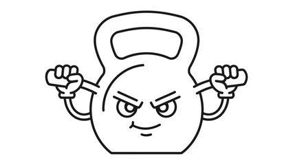 Animated Kettlebell: A playful cartoon kettlebell is brought to life with animated arms and face, creating an amusing and energetic depiction of fitness.