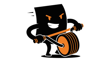Obraz premium Powerlifting Paper: This illustration depicts a determined paper character powerfully lifting a weight, embodying strength, perseverance, and the spirit of conquering challenges.