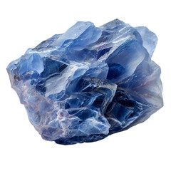 Fototapeta premium Close up of a raw blue crystal formation with sharp edges on a black background