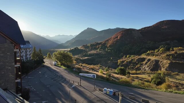 Mountain sunrise timelapse over a Tena valley. Formigal, Huesca, Spain