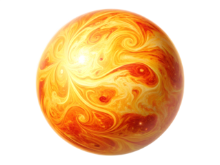 Realistic Glowing Sun with Solar Swirls on Transparent Background
