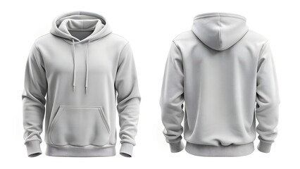 unisex basic hoodie front back and side view on white background for apparel presentation mockup