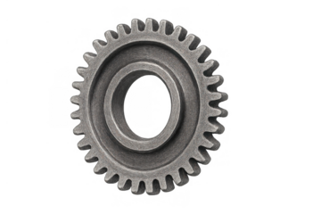 Metal gear on transparent background. Concept for industry, machinery, technology, connection, teamwork, mechanics, and innovation