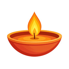 PNG cartoon vector of a simple diya with a glowing flame, perfect for Diwali, spiritual themes, and festive projects highlighting warmth and tradition in your creative work
