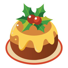 Festive christmas pudding vector illustration traditional holiday dessert sweet treat merry xmas food culinary winter celebration greeting card element graphic icon