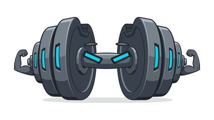 Modern Dumbbell: A sleek, digitally enhanced dumbbell, embodying strength and fitness, perfect for modern workouts.