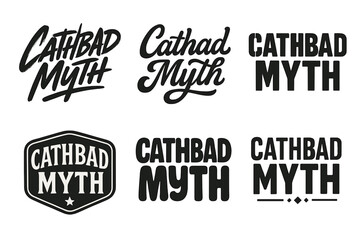 Harmonious Lettering Variations. Cathbad Myth. Set lettering. harmonious lettering variations of the same emblematic concept, each with different artistic