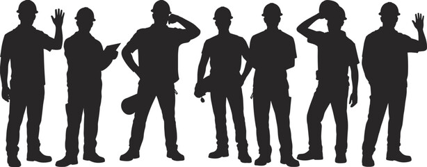 Construction workers silhouette, engineering team, industrial labor, teamwork, safety helmet, infrastructure development, job site, skilled professionals, architecture, urban planning