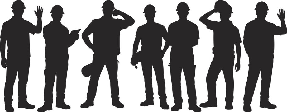 Construction workers silhouette, engineering team, industrial labor, teamwork, safety helmet, infrastructure development, job site, skilled professionals, architecture, urban planning