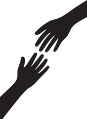 "Minimalist Silhouette of Reaching Hands – Symbol of Help, Connection, and Empathy"