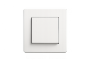 White plastic light switch controlling electric current, home appliance for residential and commercial lighting