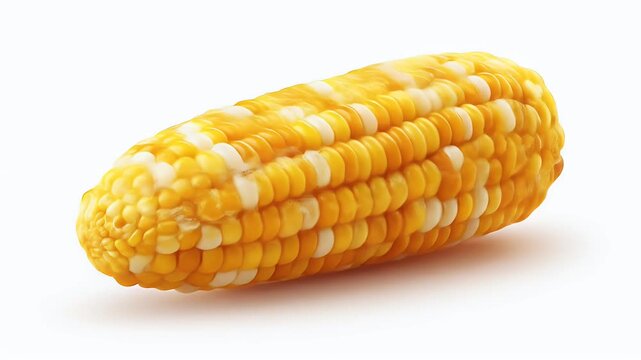 Fresh, Isolated Corn on the Cob, White Background.