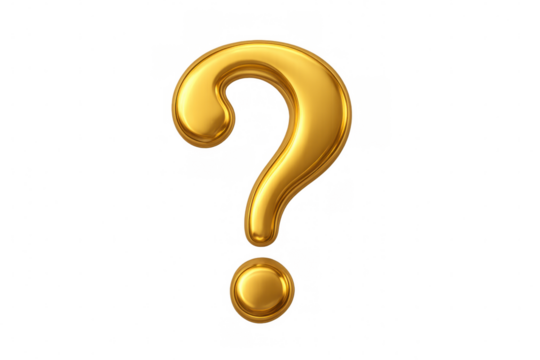 Golden 3d question mark symbol. A conceptual image communicating decision, solution, uncertainty, and unknown