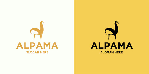 Alpama Logo Design with Stylized Alpaca and Branding Variations