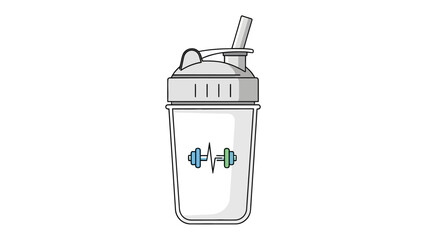 Gym Shaker: A detailed illustration of a gym shaker, ideal for mixing supplements and hydration on the go.