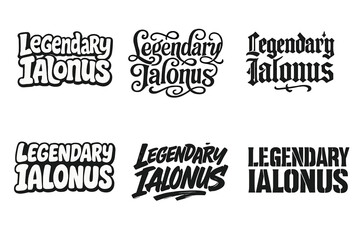 Obraz premium Ialonus Lettering Variations. Legendary Ialonus. Set lettering. harmonious lettering variations of the same emblematic concept (Funky cartoon-style lettering,