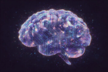 Purple and Blue Neural Brain with Lights