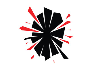 Abstract explosion with red shards isolated on white background, a modern design
