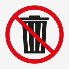No Trash Bin Allowed Sign in Vector Silhouette 