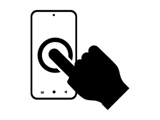 Hand Touch Smartphone Icon Vector Illustration, Finger Cursor on Touch Screen for App, Web, and Business Design